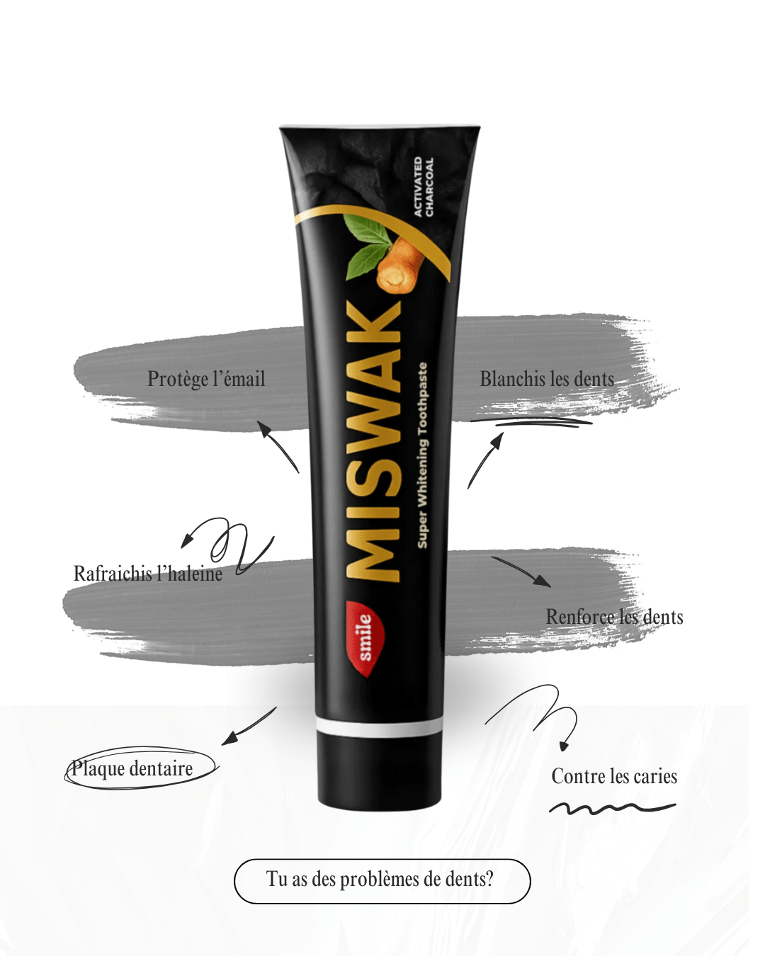 Dentifrice Miswak Charbon XXL 170g - Luvéa